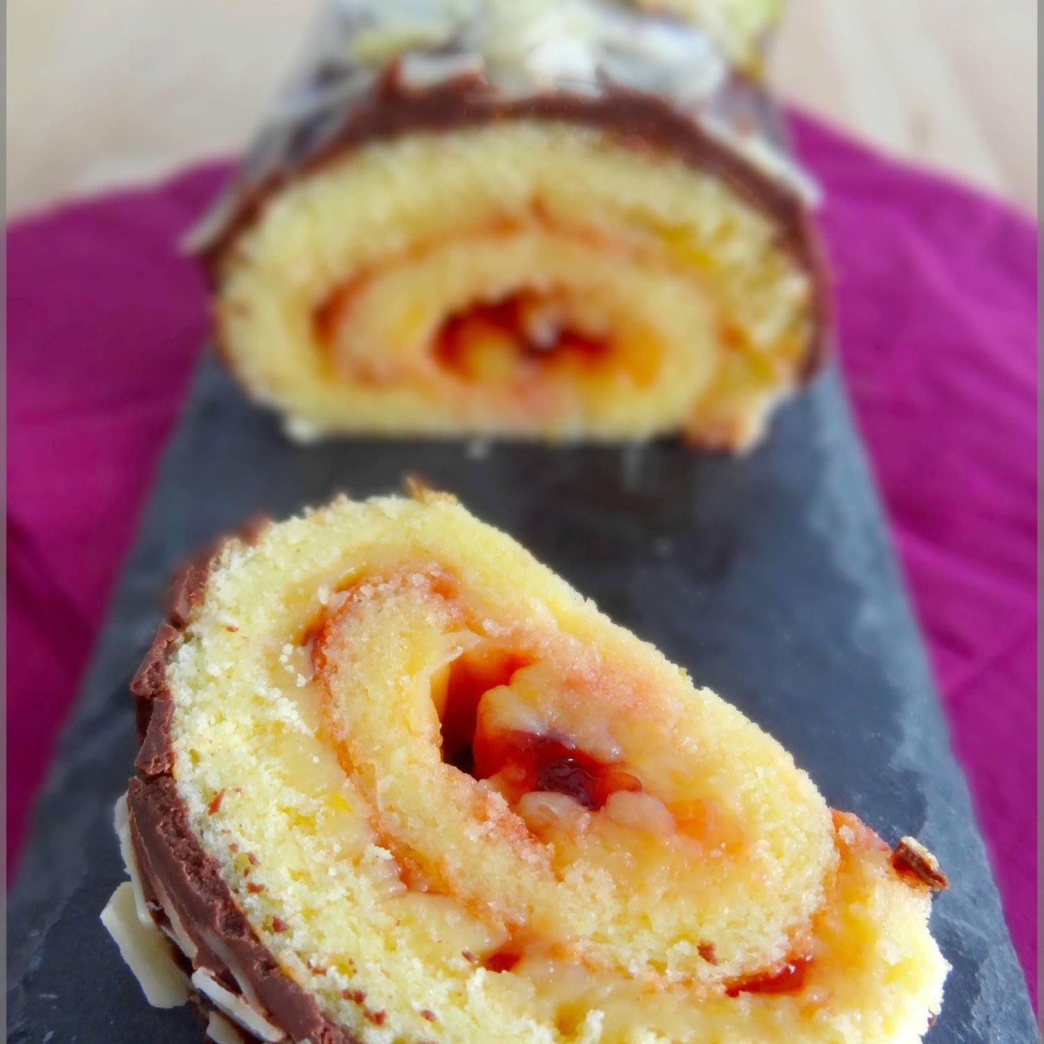 Lemon and Currant Jelly Roll  like Chocolate Icing